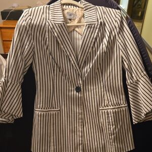 CAbi navy and White Striped Blazer